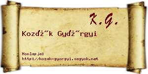 Kozák Györgyi névjegykártya